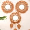 Round Wall Mirrors Room Decor Hand Woven Decorative Mirror Wall Hanging Mirror for Apartment Living Room Bedroom Home Decoration