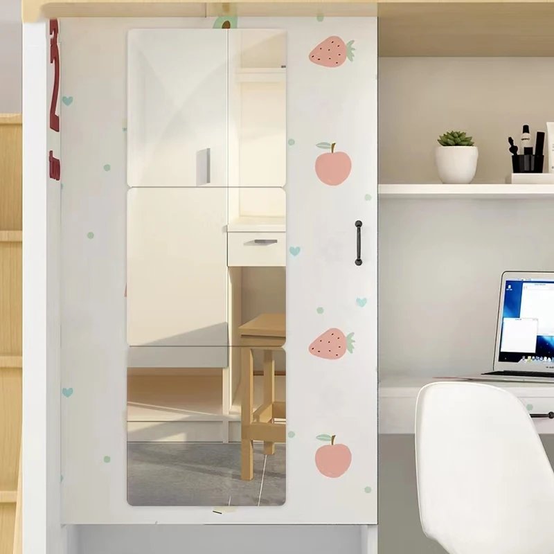 1Pc Mirror Wall Stickers Self-adhesive Full Body Mirror Bedroom Dorm Dressing Mirror Stickers Patchwork Mirror Home Decorations