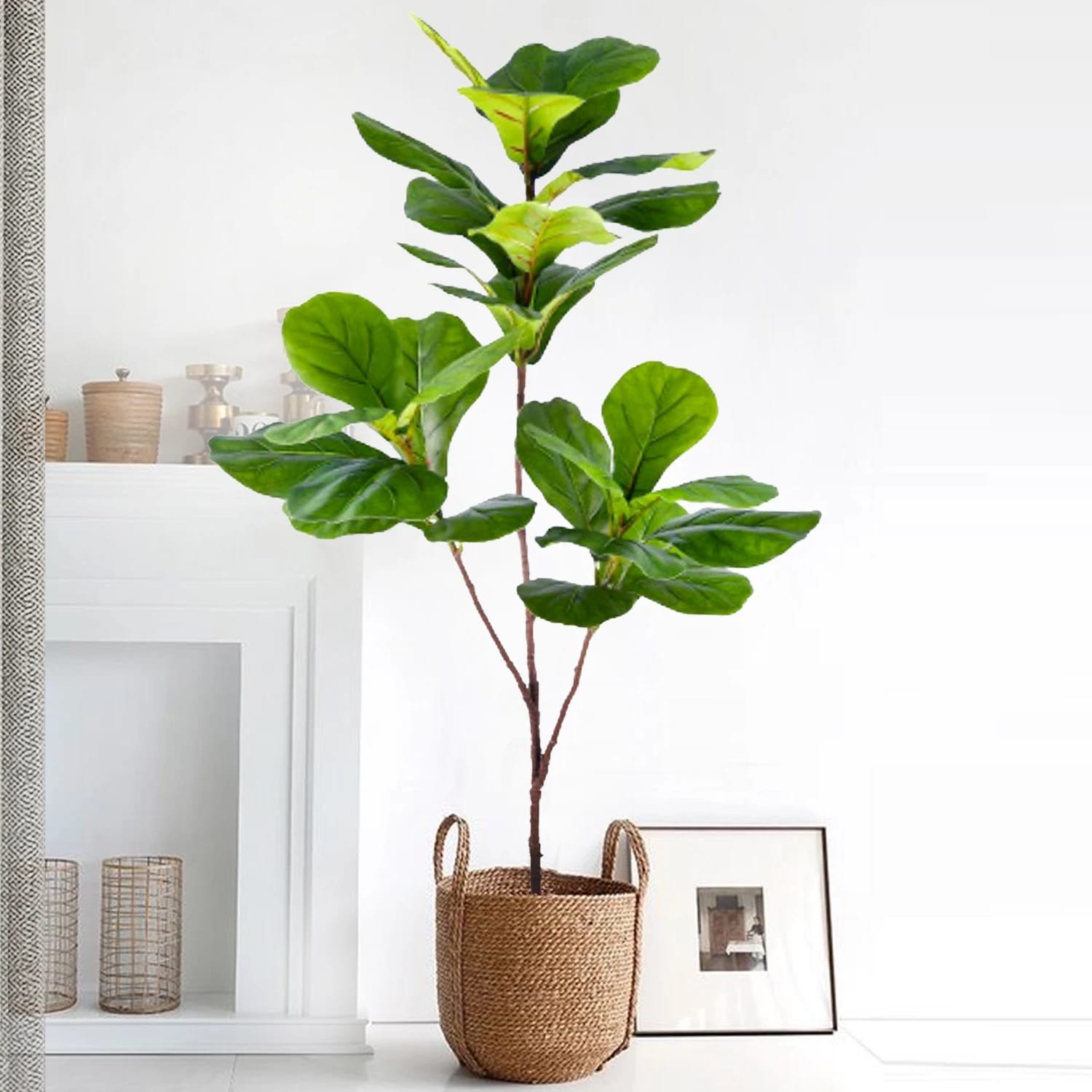 76-135cm Artificial Ficus Tree Moraceae Plants Tropical Banyan Leaves For Indoor Outdoor Office Room Farmhouse Bonsai Decor