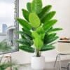 55-125cm/47.2in  24 Leaf Large Tropical Palm Tree Fake Banana Plant Leaves Real Touch Strelitzia Reginae Plastic Plant for Home