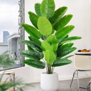 55-125cm/47.2in  24 Leaf Large Tropical Palm Tree Fake Banana Plant Leaves Real Touch Strelitzia Reginae Plastic Plant for Home