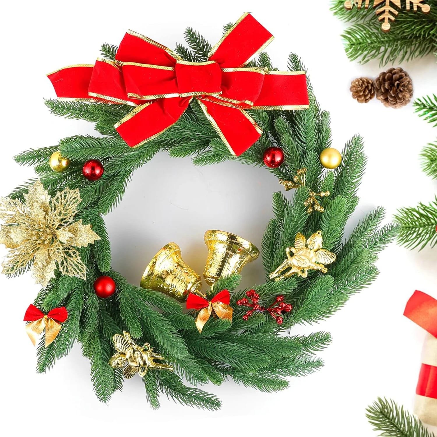 50/100pcs Artificial Plants Holly Little Red Fruits Christmas Wreath Home Room Outdoor Garden Wedding Holiday Party vase Fillers