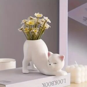 Cartoon Cute Cat Tail Flower Pot Creative Succulent Plant Resin Birthday Gift Desktop Decoration
