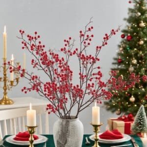 1/3pcsArtificial Plant Holly Little Red Fruit Christmas Home Room Vase Table Garden Bouquet Festival Wedding Decor DIY Gift Prop