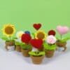 1Pcs Knitted Yarn Heart-Shaped Potted Plant Artificial Flower Desktop Ornament for Study Room Valentine's Day Christmas Small Gift Yarn Sunflower Christmas Gift