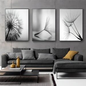 black and white dandelion art