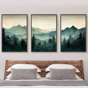 3pcs/set Abstract Sage Green Mountains Wall Art Print Poster Modern Watercolor Nature Landscape Canvas Painting Home Decor