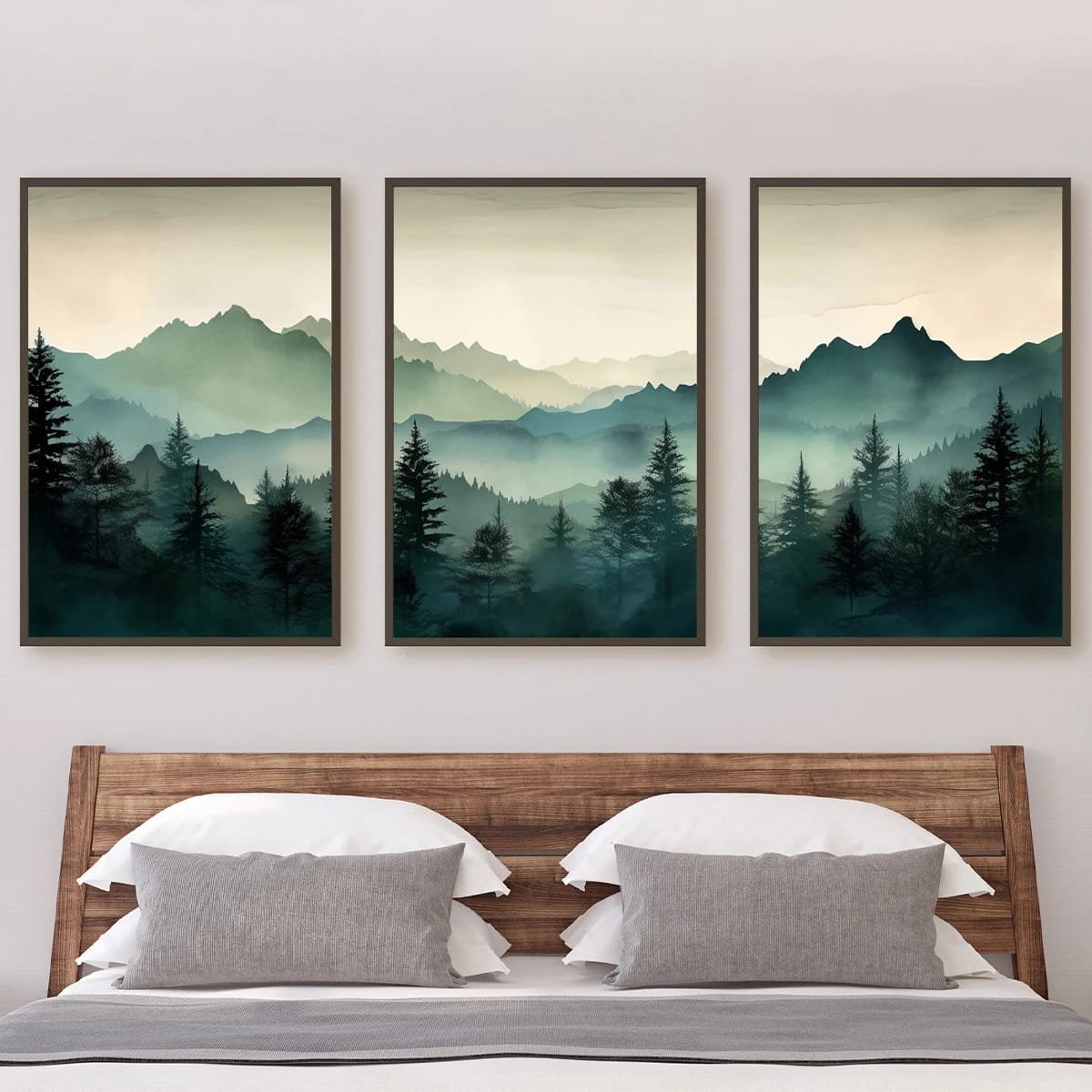3pcs/set Abstract Sage Green Mountains Wall Art Print Poster Modern Watercolor Nature Landscape Canvas Painting Home Decor