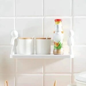 Self Adhesive Bathroom Shampoo Storage Racks Plastic Shelf Organization Holder
