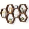 Hexagon Floating Wall Shelf Storage Rack for Bathroom Bedroom Home Decor