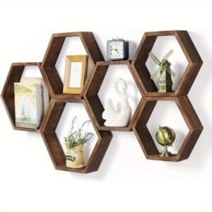Hexagon Floating Wall Shelf Storage Rack for Bathroom Bedroom Home Decor