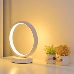 20CM Circular Ring Table Lamp Dimmable LED Night Light for Bedroom Bedside Living Room