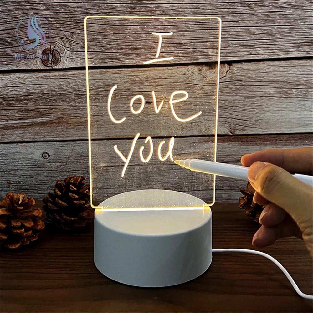 LED Note Board Night Lamp Message Board With Pen USB Plug in Writable Light Gift