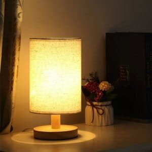 Chinese Style LED Table Lamp USB Plug Dimmable Fabric Lampshade Bedroom Bedside Light