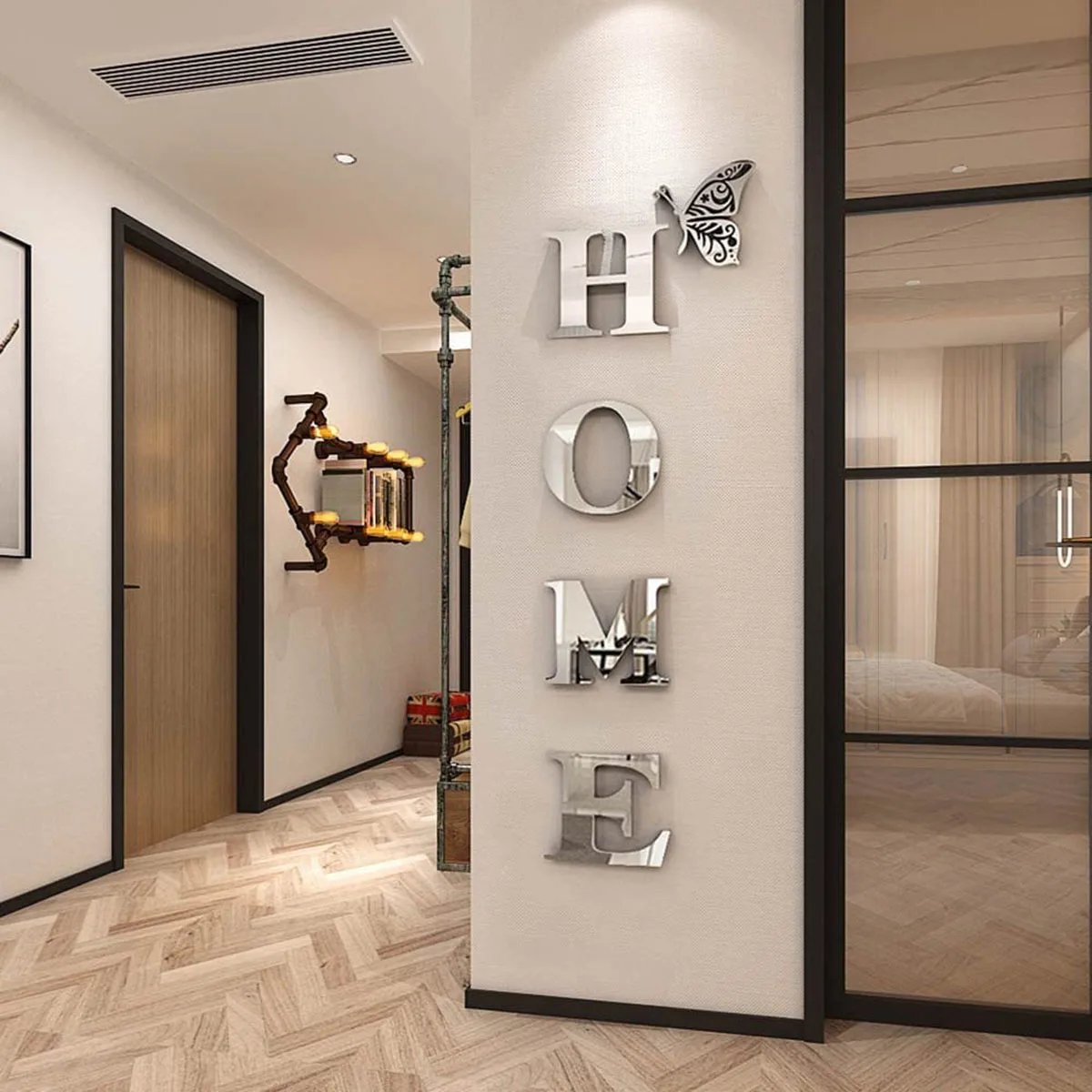 3D HOME Mirror Wall Sticker - Entrance & Living Room Decor