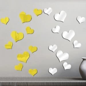 10 Heart Mirror Wall Stickers Removable 3D Decor