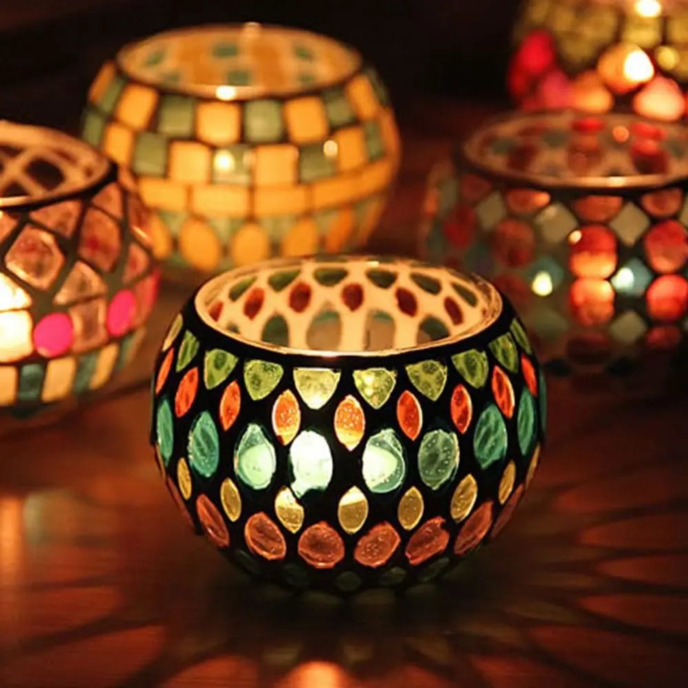 moroccan mosaic glass candle holder