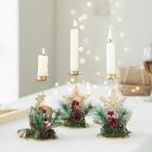 christmas candle holder set