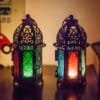 moroccan candle lantern iron metal with glass crystal panels