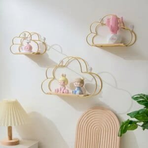 Creative Cloud Iron Shelving Wall Shelf Wooden