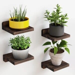 wooden floating shelves