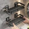 Wall Mounted Corner Storage Shelf Iron Shower Drain Basket Bathroom Organizer Rack
