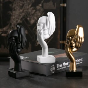 Resin Abstract Mask Statues European Miniature Figurines for Interior Home Office Study Desktop Figure Ornament Decor Gift