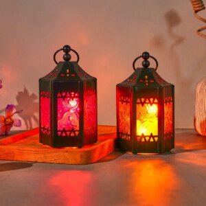 European Style Ironwork Glass Candle Lamp Decor